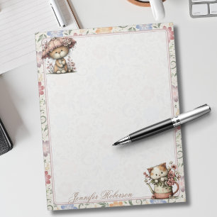 Bloco De Notas Jardim Floral Botânico Inglês Chintz Gatos