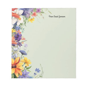 Bloco De Notas Jardim Floral de Flores Silvestres Personalizado