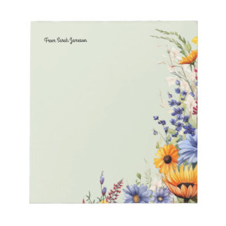Bloco De Notas Jardim Floral Flores Silvestres Personalizado