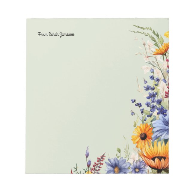 Bloco De Notas Jardim Floral Flores Silvestres Personalizado  (Frente)
