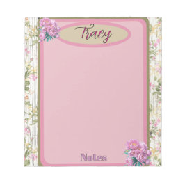 Bloco De Notas Jardim Floral Rosa Cottagecore Personalizado