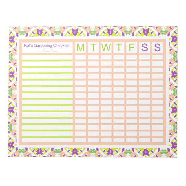 Bloco De Notas Jardim Jardineiro Fazendo Planejador Semanal Cresc (Frente)