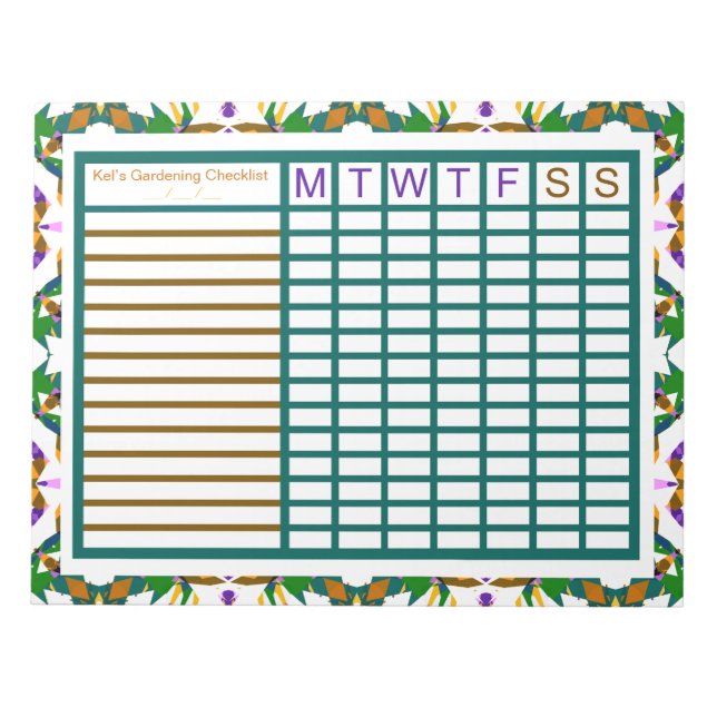 Bloco De Notas Jardim Jardineiro Fazendo Planejador Semanal Cresc (Frente)