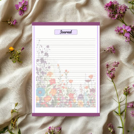 Bloco De Notas Jardim Roxo Florido_ Diário