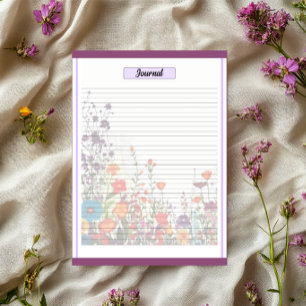 Bloco De Notas Jardim Roxo Florido_ Diário