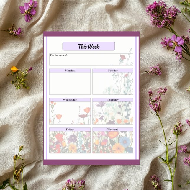 Bloco De Notas Jardim Roxo Florido_ Esta Semana (Criador carregado)