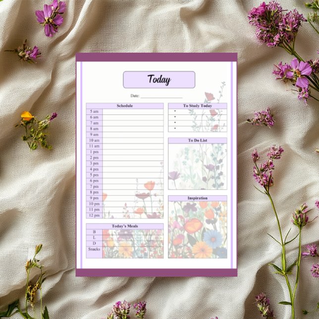 Bloco De Notas Jardim Roxo Florido _ Hoje (Criador carregado)