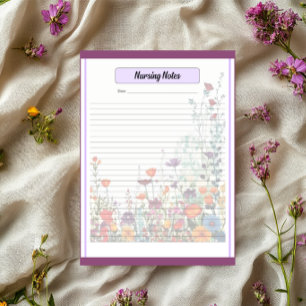 Bloco De Notas Jardim Roxo Florido_ Notas de Enfermagem