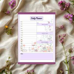 Bloco De Notas Jardim Roxo Florido _ Planejador Diário
