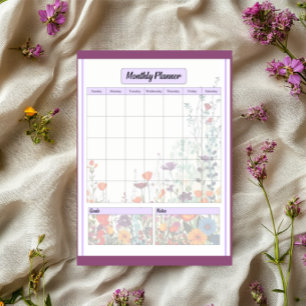 Bloco De Notas Jardim Roxo Florido _ Planejador Mensal