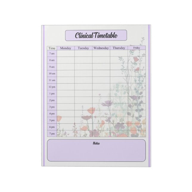 Bloco De Notas Jardim Roxo Sangrento _ Calendário Clínico (Invertido)