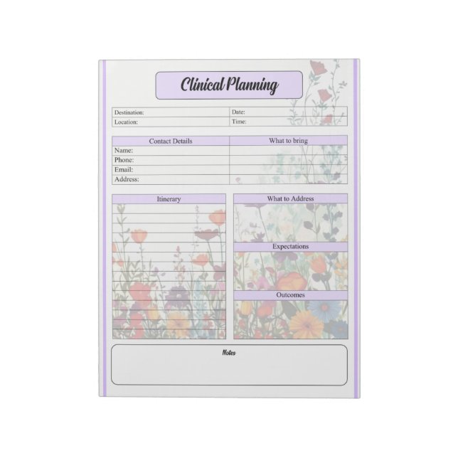 Bloco De Notas Jardim Roxo Sangrento - Planeamento Clínico (Invertido)