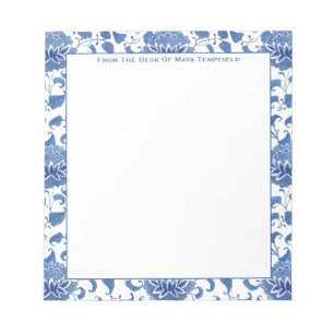 Bloco De Notas Jarra de Gengibre Azul e Branco Chic Chinoiserie A