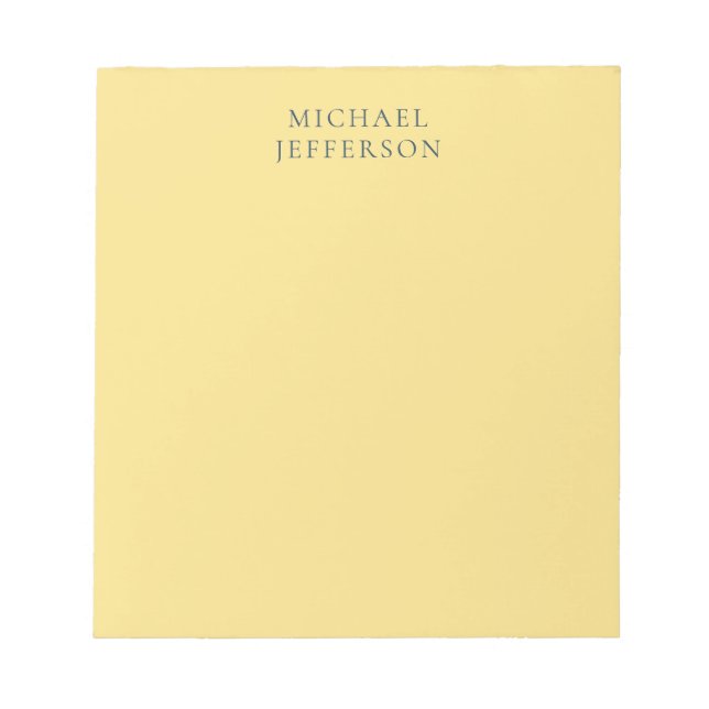 Bloco De Notas Jasmine & Slate Grey Minimalist Plain Modern Name (Frente)