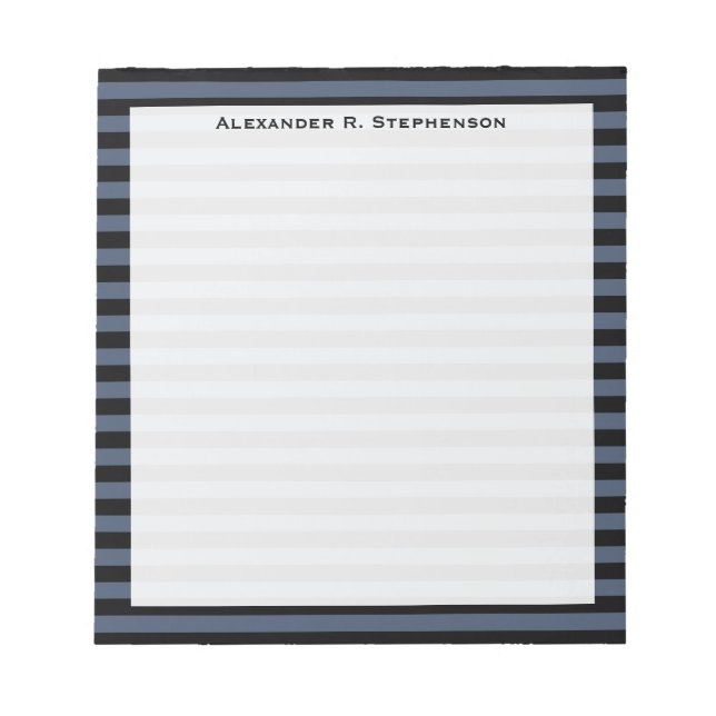 Bloco De Notas Jeans azuis monograma, faixa azul e preta (Frente)