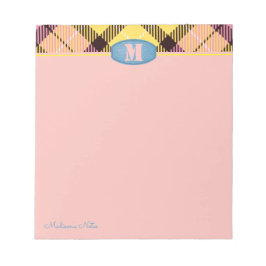 Bloco De Notas Jeans de Tartan do Monograma Personalizado Moderno