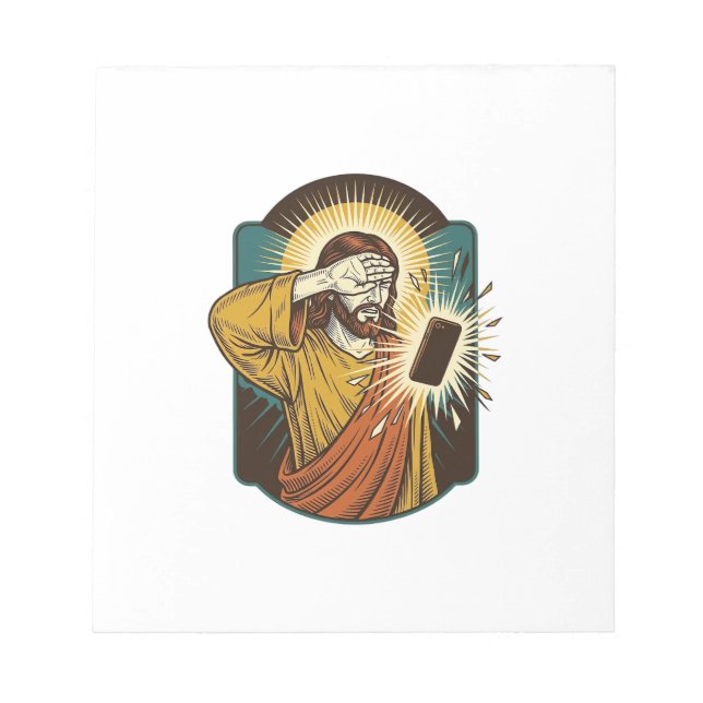 Bloco De Notas Jesus Cegando Máximo Brilho do Telefone Meia-Noite (Frente)
