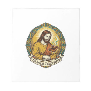 Bloco De Notas Jesus Derrotado Fumando Torradas Queimadas Cozinha