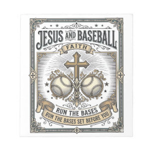 Bloco De Notas Jesus e Beisebol Cristão Vintage