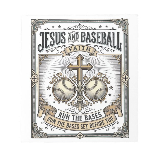 Bloco De Notas Jesus e Beisebol Cristão Vintage  (Frente)