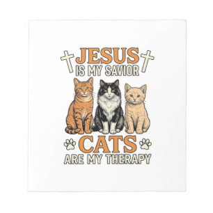 Bloco De Notas Jesus E Gatos São Minha Terapia Camiseta Vintage D