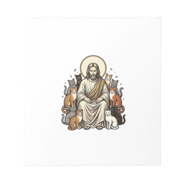 Bloco De Notas Jesus e Gatos Vintage (Frente)