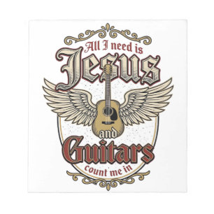 Bloco De Notas Jesus e Guitarras Vintage Guitarra Cristã