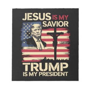 Bloco De Notas Jesus É Meu Salvador Trump É Meu Presidente Bandei