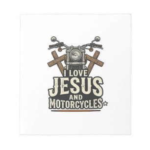 Bloco De Notas Jesus e Motocicletas Desenho de Cristão Veterano M