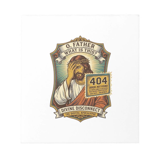 Bloco De Notas Jesus engraçado erro 404 Humor desenvolvedor web p (Frente)