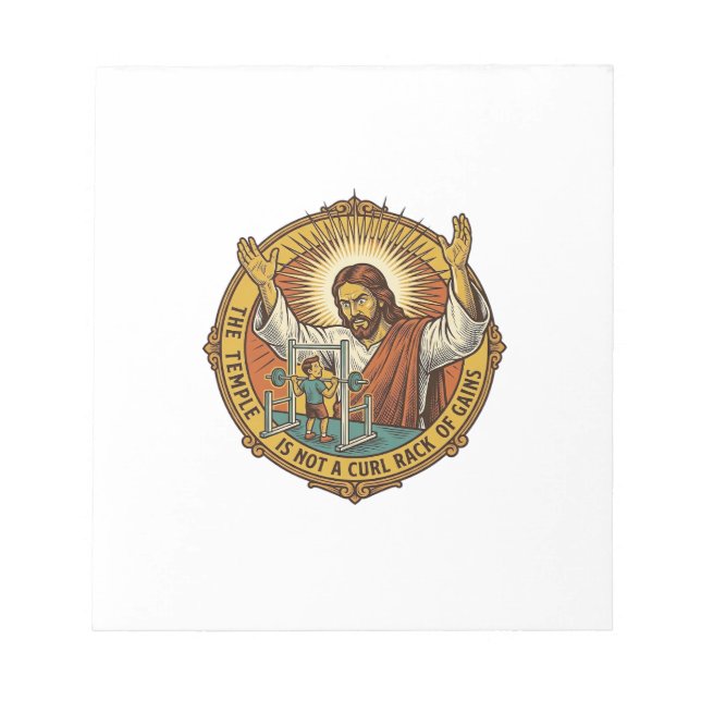Bloco De Notas Jesus Flexões de Bíceps Irritado no Rack de Agacha (Frente)