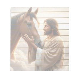 Bloco De Notas Jesus fortalecendo um cavalo no céu