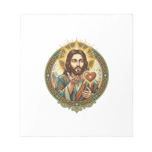 Bloco De Notas Jesus Mandando Beijo Coração Vermelho Botão Curtir