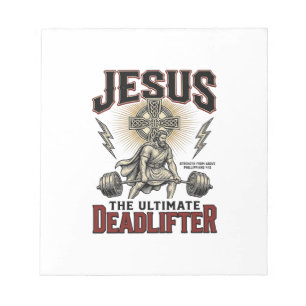 Bloco De Notas Jesus O Levantador de Peso Definitivo Camiseta Cri