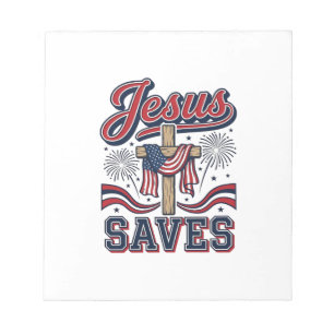 Bloco De Notas Jesus Salva Camisa Cristã Patriótica Vintage Desi