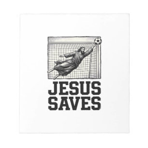 Bloco De Notas Jesus Salva Goleiro de Futebol Camisa de Gravura V