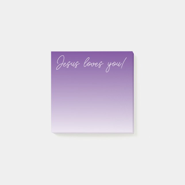 Bloco De Notas Jesus te ama! | roxo ombre (Frente)