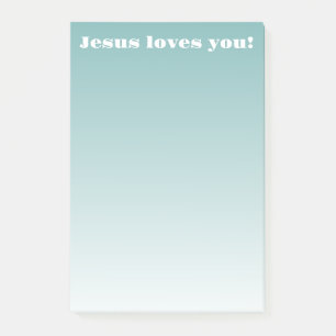 Bloco De Notas Jesus te ama! teal ombre