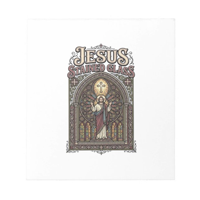 Bloco De Notas Jesus Vitral Jesus Vitral Catedral  (Frente)