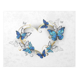 Bloco De Notas Jewelry Heart with Butterflies Morpho