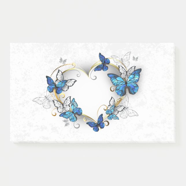 Bloco De Notas Jewelry Heart with Butterflies Morpho (Frente)