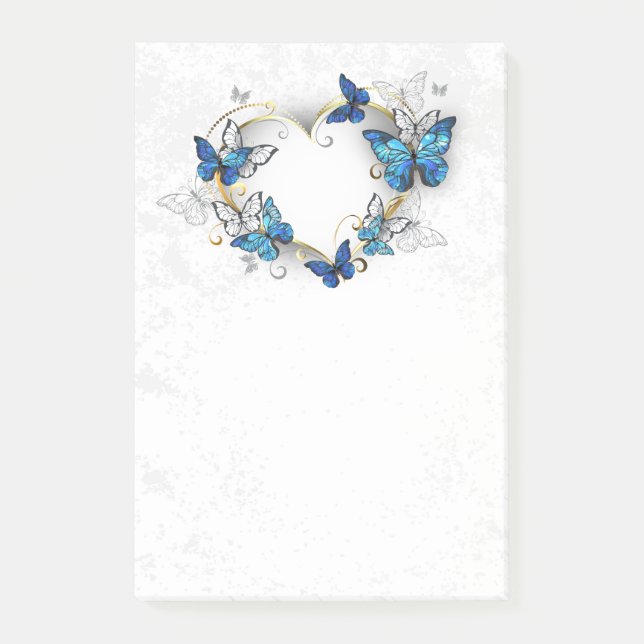 Bloco De Notas Jewelry Heart with Butterflies Morpho (Frente)