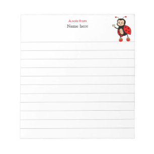 Bloco De Notas Joaninha Bonita Listrada
