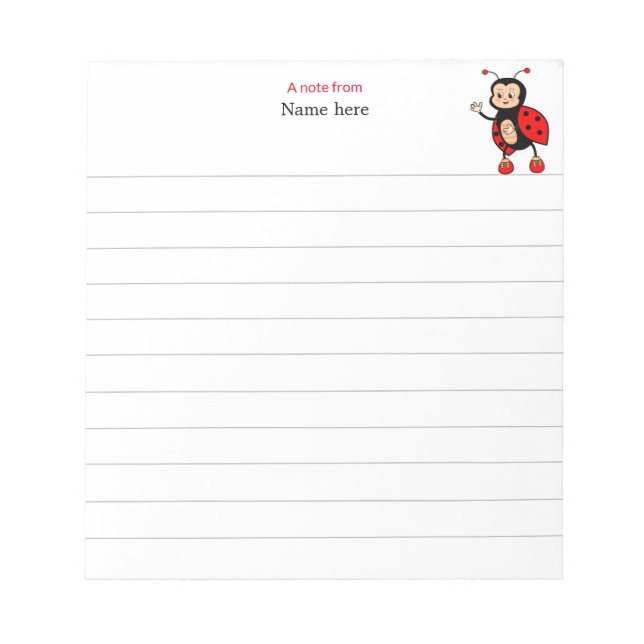 Bloco De Notas Joaninha Bonita Listrada (Frente)