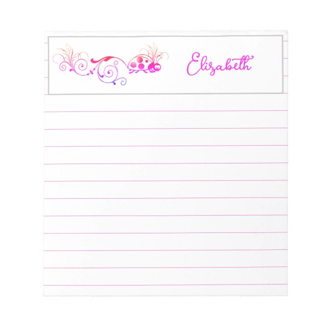 Bloco De Notas Joaninha com rabo divertido personalizado (Frente)