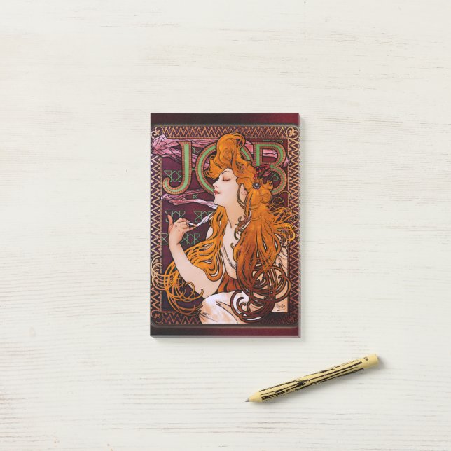 Bloco De Notas JOB de Alphonse Mucha (Na mesa)