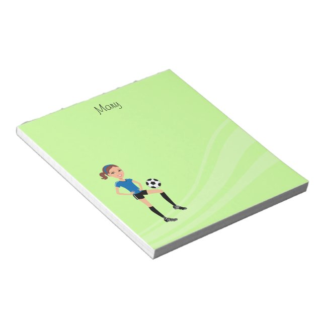 Bloco De Notas Jogadora de Futebol Personalizada (Inclinado)