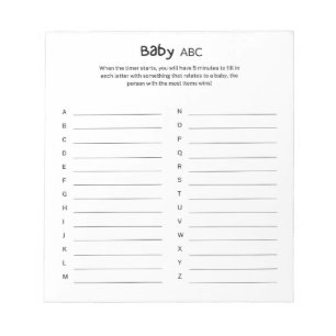 Bloco De Notas Jogo ABC de Chuvinha de Bebê Neutro Universal