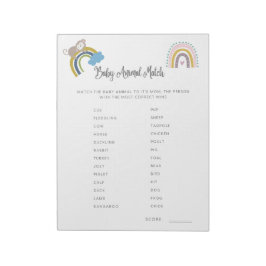 Bloco De Notas Jogo de Baby Shower - Correspondência de Bebês Ani
