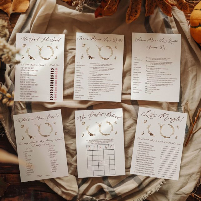 Bloco De Notas Jogo de BINGO de Chá de Noiva Temático de Café (Criador carregado)